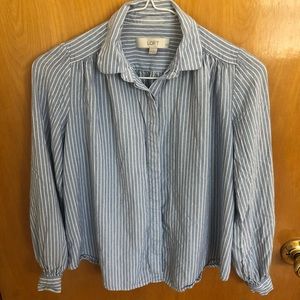 LOFT Blue and White Striped Button Down Blouse - Size SP